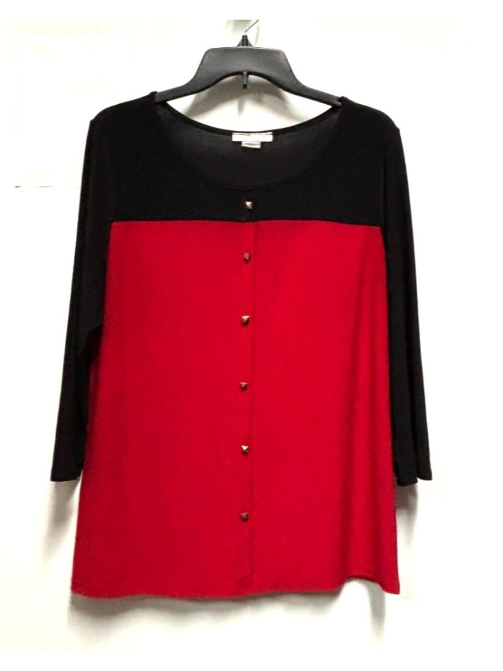 Red & Black Top Sz Large Women's Stretch Knit by Claudia Richard
